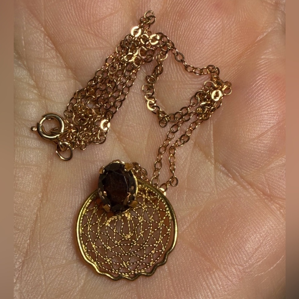 Vintage 12K Gold-Filled Filigree Necklace - Picture 9 of 15